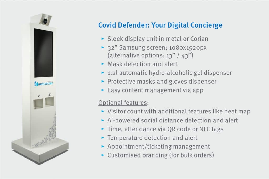Covid Defender – interactive digital display to control access and make your premises safer