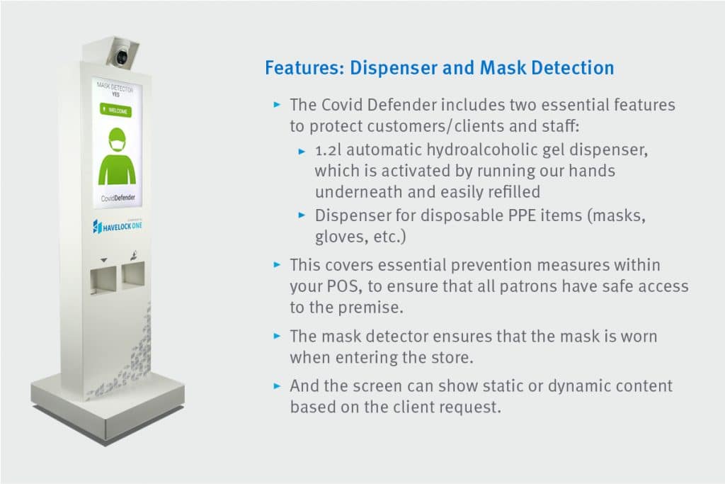 Covid Defender - PPE and gel dispenser and mask detection function